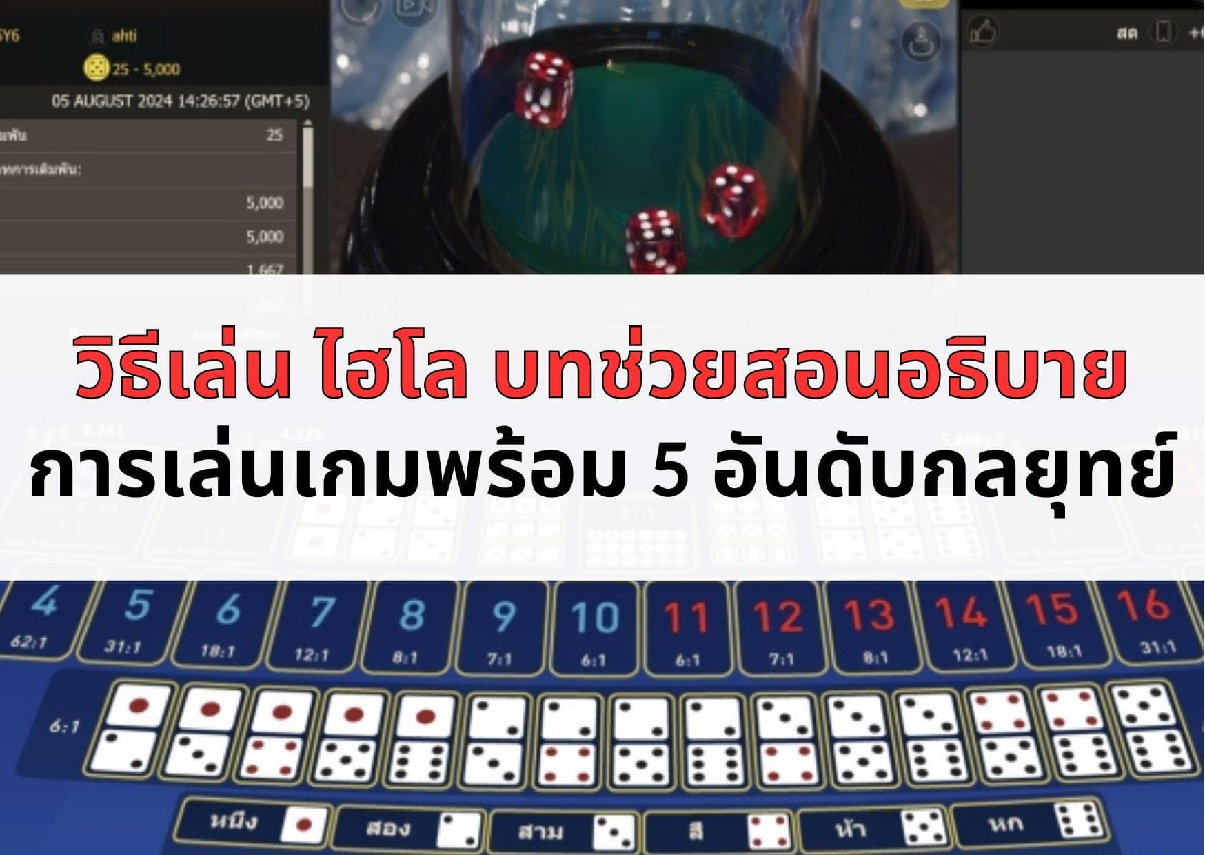วิธีเล่น ไฮโล บทช่วยสอนอธิบาย การเล่นเกมพร้อม 5 อันดับกลยุทย์